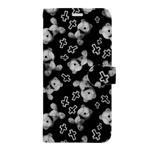 Peek-a-boo CROSS Teddy Monochrome Random MINI Book-Style Smartphone Case