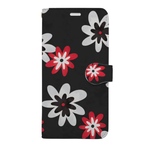 BIG FLOWERS(黒) Book-Style Smartphone Case