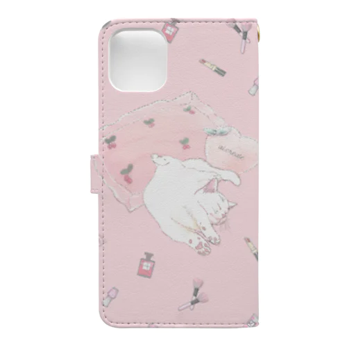 おねむｚｚｚ白猫ちゃん♡ピンク Book-Style Smartphone Case