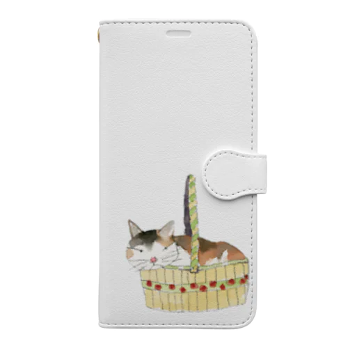 目がテンかご猫 Book-Style Smartphone Case