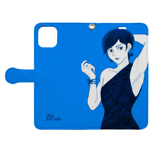 Blue(手帳) 手帳型スマホケース