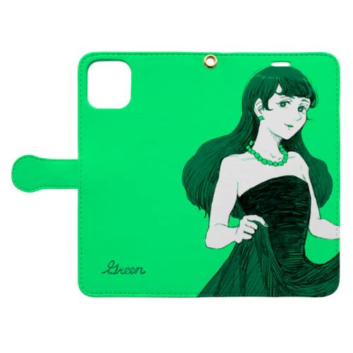 Green(手帳) Book-Style Smartphone Case