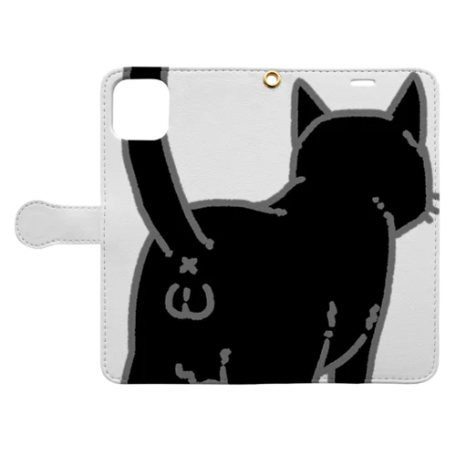 ねこけつω（黒猫、アップ） Book-Style Smartphone Case