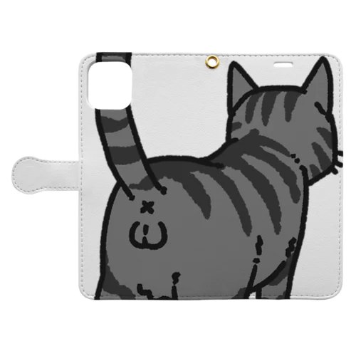 ねこけつω（サバトラ、アップ） Book-Style Smartphone Case