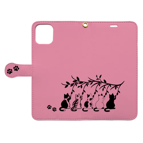 シンクロにゃんこ pink Book-Style Smartphone Case