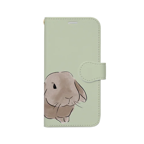 たれ耳うさぎのオリー💛　(くすみ緑) Book-Style Smartphone Case