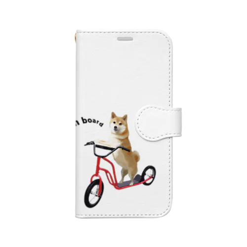 キックボードに乗った柴犬 Book-Style Smartphone Case