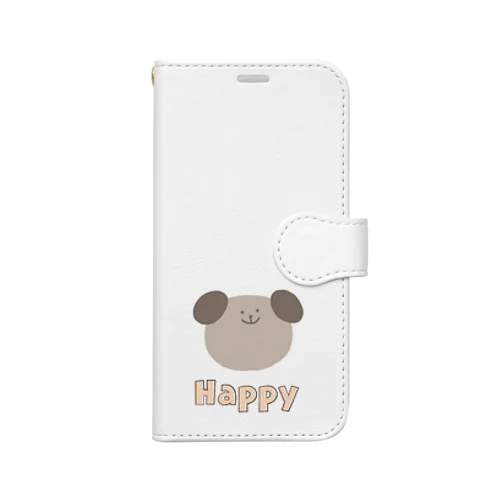 happyわんちゃん 手帳型スマホケース