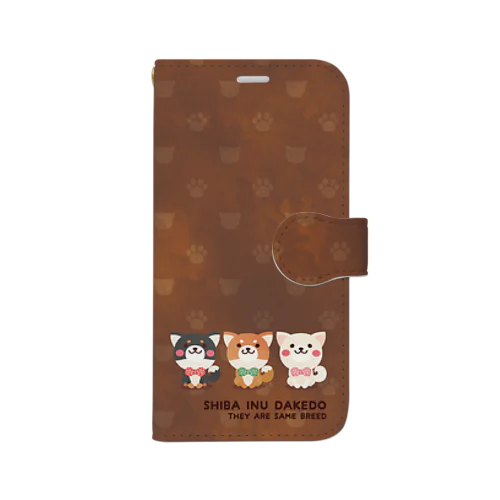 夢の３柴犬（手書き風ムラあり） Book-Style Smartphone Case