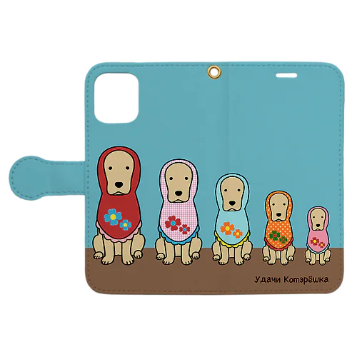 コメリョーシカ（ブルー） Book-Style Smartphone Case