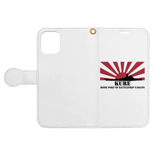 呉市：戦艦大和の母港（黒） Book-Style Smartphone Case