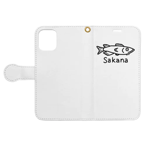 Sakana (魚) 黒デザイン Book-Style Smartphone Case