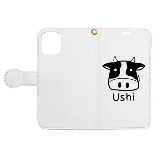 Ushi (牛) 黒デザイン Book-Style Smartphone Case