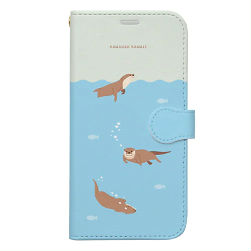 Swimming♪Otters（爽やかな朝）【iPhone 12 Pro Max以前用】 Book-Style Smartphone Case