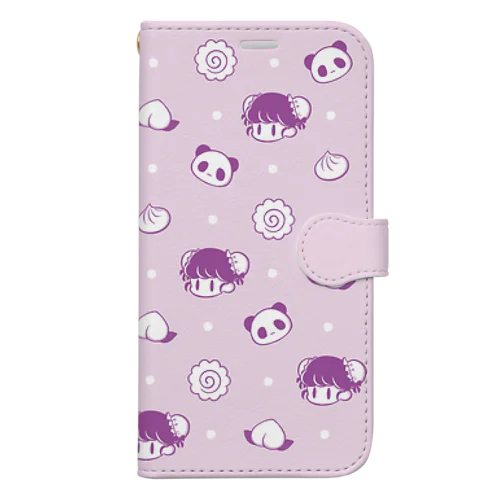 パンダとお団子ガール（Purple） Book-Style Smartphone Case