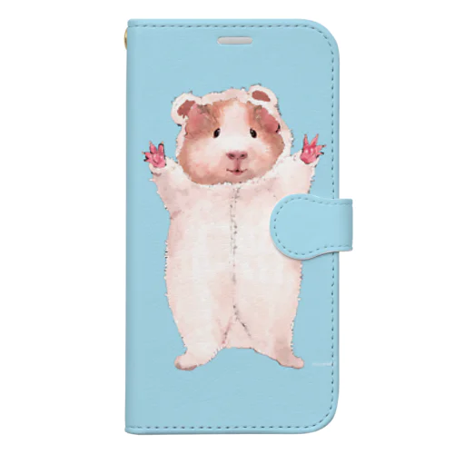 モルモットの赤ちゃんのクマの着ぐるみ 手帳型スマホケース