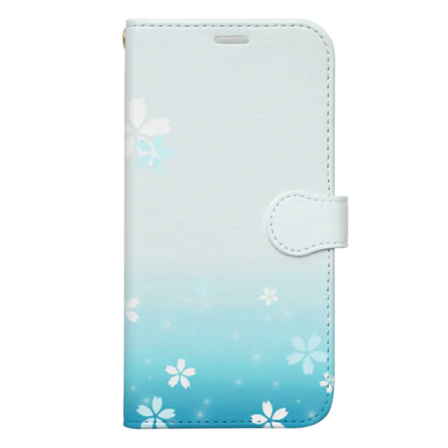 チェリスのふんわり桜(水色) Book-Style Smartphone Case