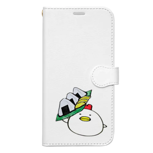 にわとりとおにぎりたくわん Book-Style Smartphone Case