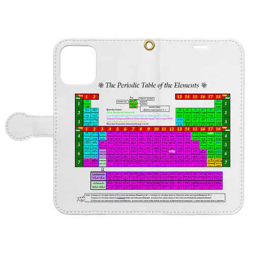 元素周期表ー英語(横) 手帳型スマホケース