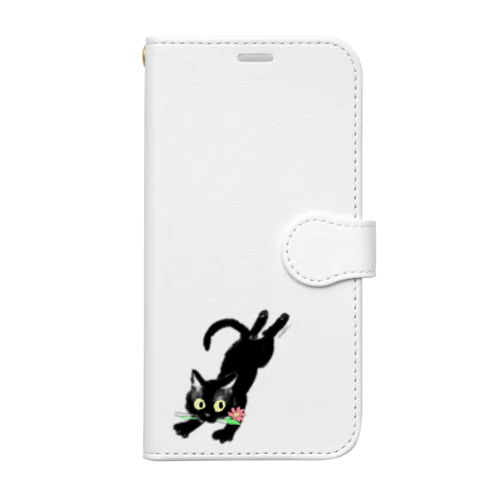 黒猫チョコちゃんお花を届けに Book-Style Smartphone Case