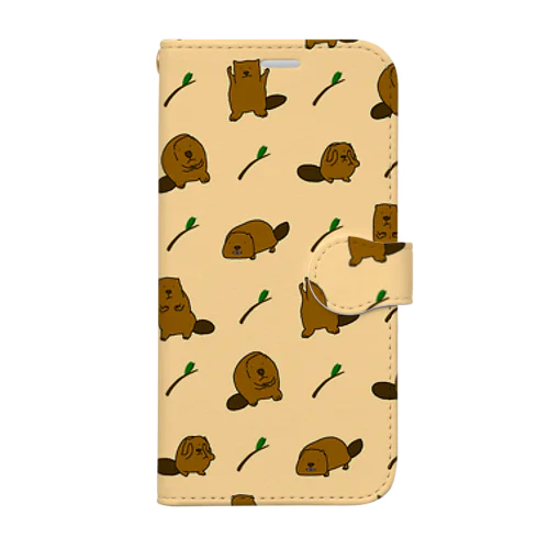 ビーバーと小枝 Book-Style Smartphone Case