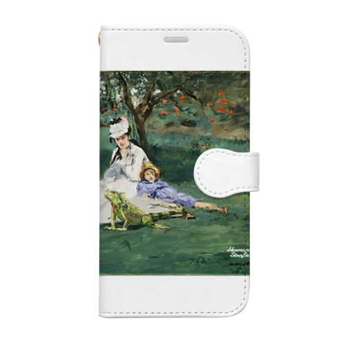 モネとグリーンイグアナ Book-Style Smartphone Case