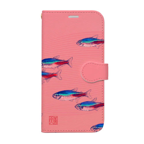 ネオンテトラ（ピンク） Book-Style Smartphone Case