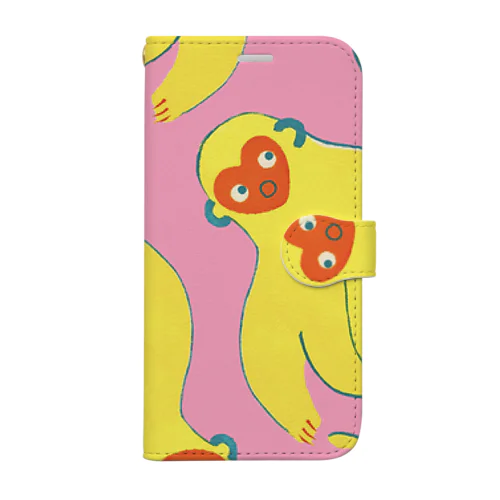びっくりモンキー　pink ver. Book-Style Smartphone Case