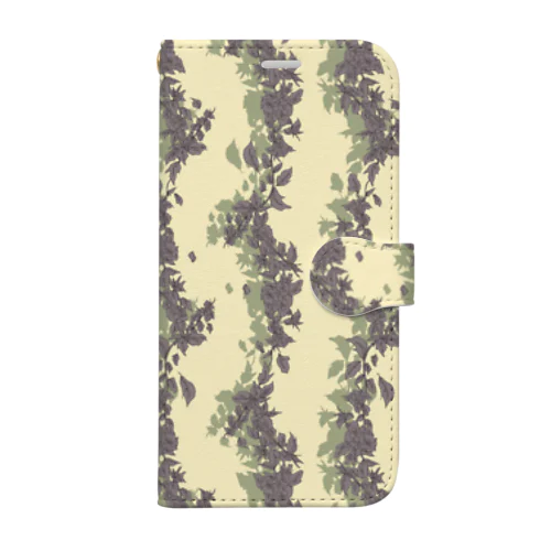 お嬢様の草花柄 Book-Style Smartphone Case