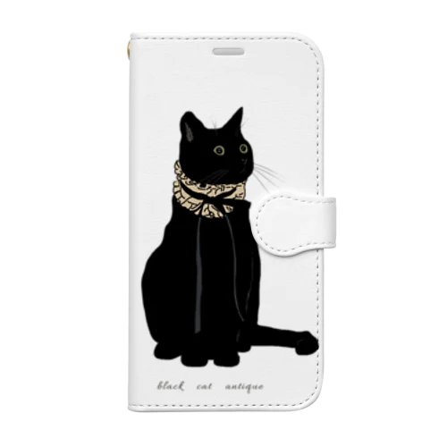 ゴシックな黒猫 手帳型スマホケース