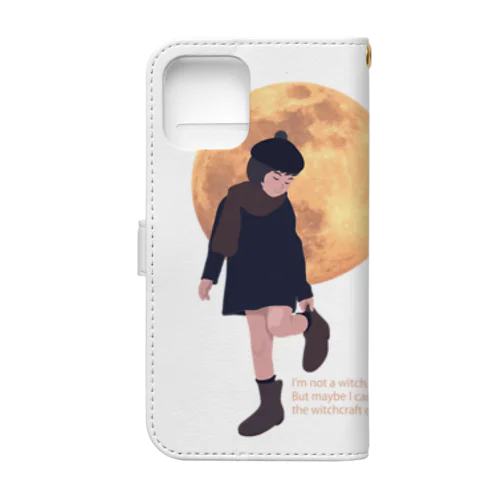 月と黒ワンピの女の子 Book-Style Smartphone Case