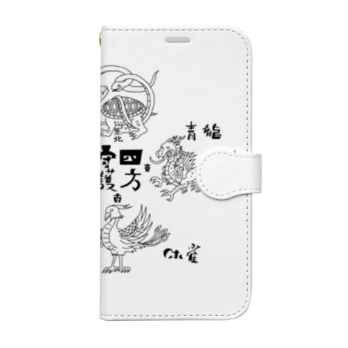 四神 (黒) Book-Style Smartphone Case