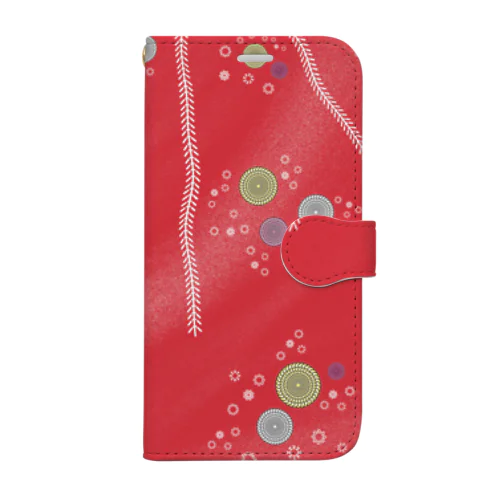 謎柄の和風グッズA（紅赤） / Japanese style goods A inspired by escape room (Red) Book-Style Smartphone Case