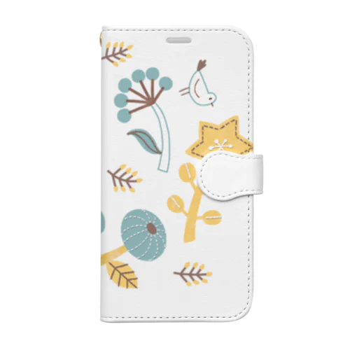 ハリネズミくん花ちらし Book-Style Smartphone Case