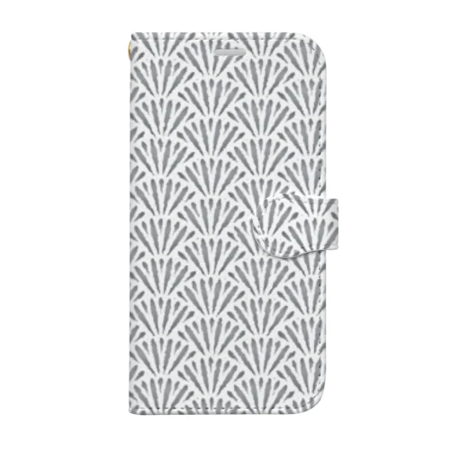 きまぐれWa風「菊+青海波」_錫色（すずいろ） Book-Style Smartphone Case