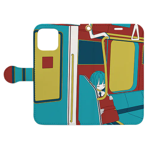 電車でうたた寝 Book-Style Smartphone Case