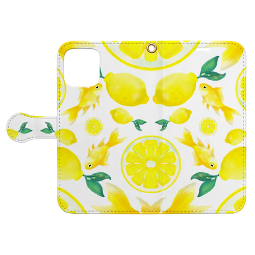 檸檬と金魚_白 Book-Style Smartphone Case