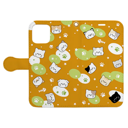 いろんなにゃんこ(オレンジ) Book-Style Smartphone Case