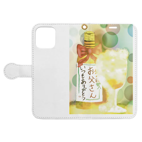 TITINOHI＝Father’sDay　「🍺じゃないよ、ノンアルコールだよ！体に気をつけてね。💖」 手帳型スマホケース