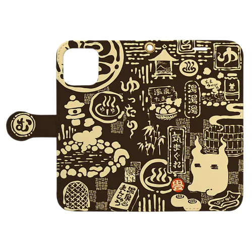 気まぐれ 温泉街 Book-Style Smartphone Case