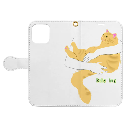 Baby hugにゃんこ(長毛茶トラ猫) Book-Style Smartphone Case