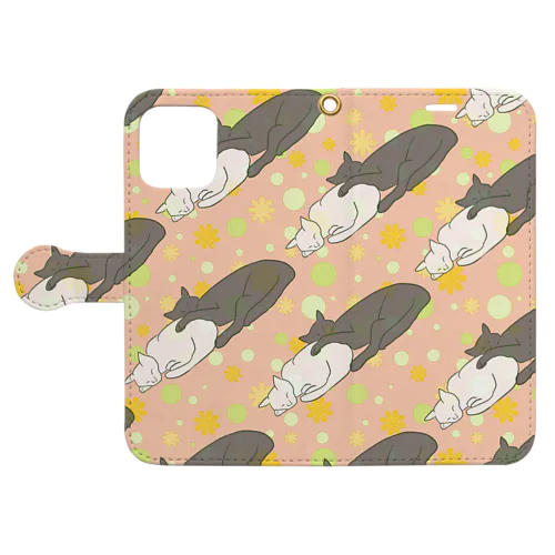 起こさないでね🐈‍⬛　花水玉 Book-Style Smartphone Case