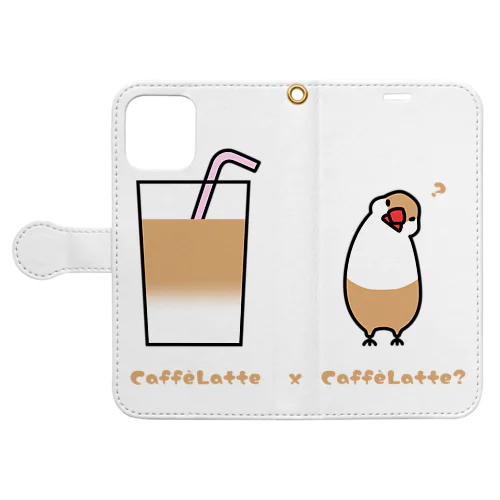 カフェラテ文鳥 iPhone12/12Pro専用スマホケース Book-Style Smartphone Case