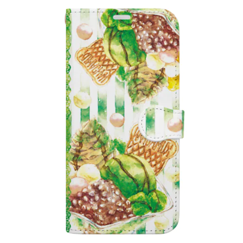 【手帳型スマホケース】抹茶パフェ Book-Style Smartphone Case