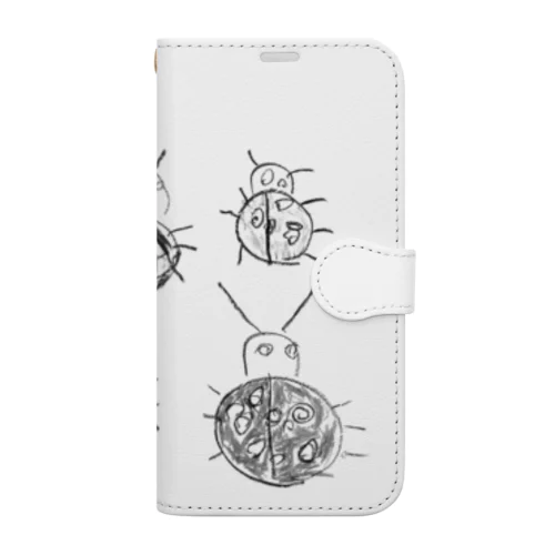 こどもが描いたモノクロのてんとう虫の Book-Style Smartphone Case