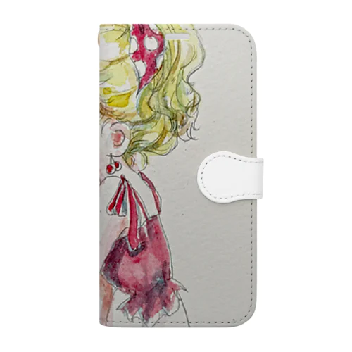 メイク中の女の子 Book-Style Smartphone Case