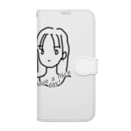 Have a nice day!!! ロングヘアな彼女 Book-Style Smartphone Case