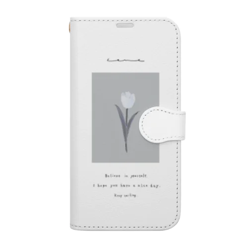 *sugar milk sherbet blue Tulip× white grayish green blue Book-Style Smartphone Case