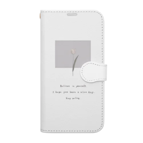 Peach Tulip × lavender blueberry milk tea Book-Style Smartphone Case