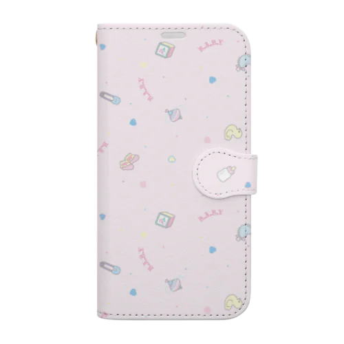 PUFF・PUFF・PARTY! / BABY PINK 柄（文字なし） Book-Style Smartphone Case